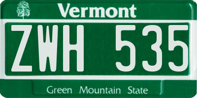 VT license plate ZWH535