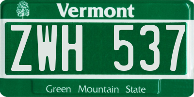 VT license plate ZWH537