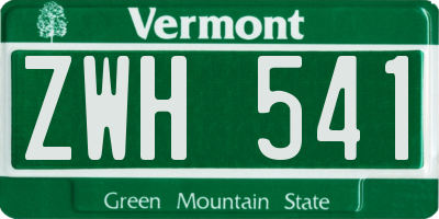 VT license plate ZWH541