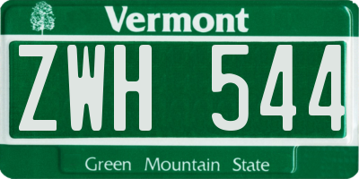 VT license plate ZWH544