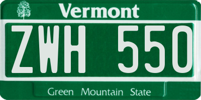 VT license plate ZWH550