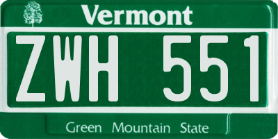 VT license plate ZWH551