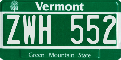 VT license plate ZWH552