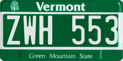 VT license plate ZWH553