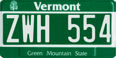 VT license plate ZWH554