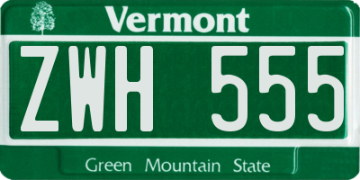 VT license plate ZWH555