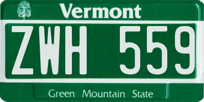 VT license plate ZWH559