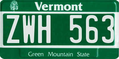 VT license plate ZWH563