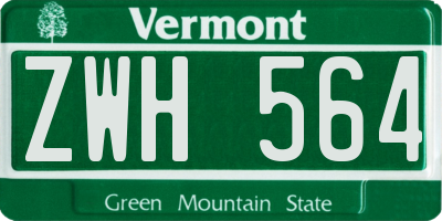 VT license plate ZWH564