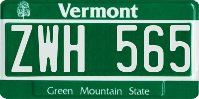 VT license plate ZWH565