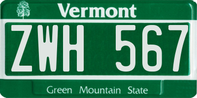 VT license plate ZWH567