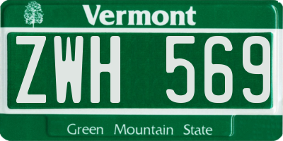 VT license plate ZWH569