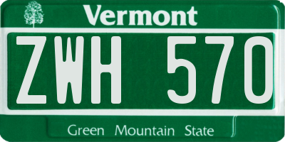 VT license plate ZWH570
