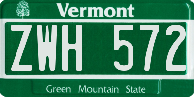 VT license plate ZWH572