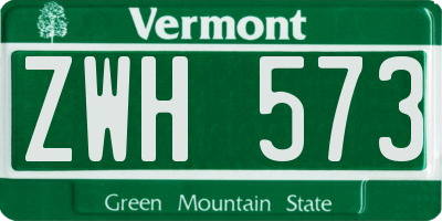 VT license plate ZWH573
