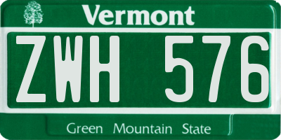 VT license plate ZWH576
