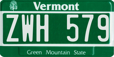 VT license plate ZWH579