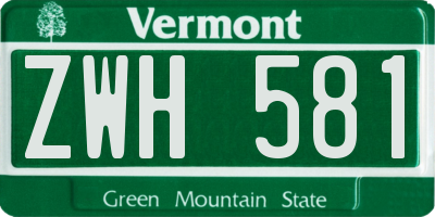 VT license plate ZWH581