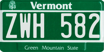 VT license plate ZWH582