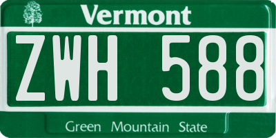 VT license plate ZWH588