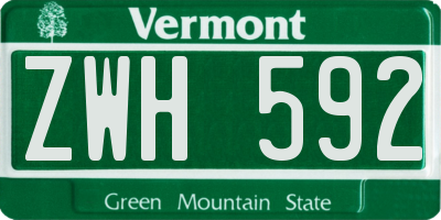 VT license plate ZWH592