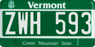 VT license plate ZWH593