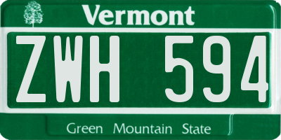 VT license plate ZWH594