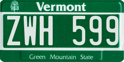 VT license plate ZWH599