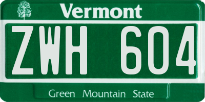 VT license plate ZWH604