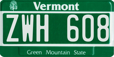 VT license plate ZWH608