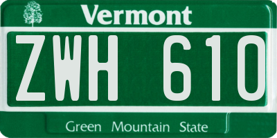 VT license plate ZWH610