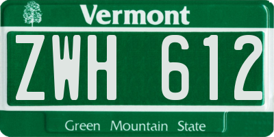 VT license plate ZWH612