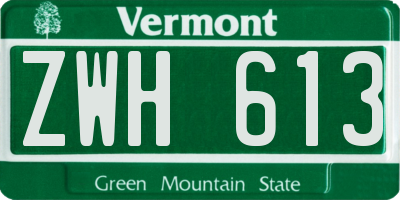 VT license plate ZWH613