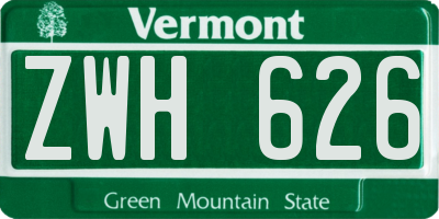 VT license plate ZWH626