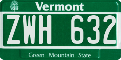 VT license plate ZWH632