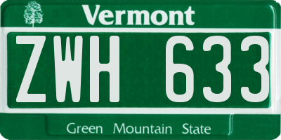 VT license plate ZWH633