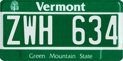 VT license plate ZWH634
