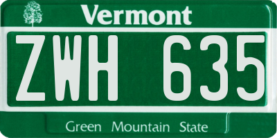 VT license plate ZWH635