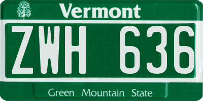 VT license plate ZWH636