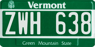 VT license plate ZWH638