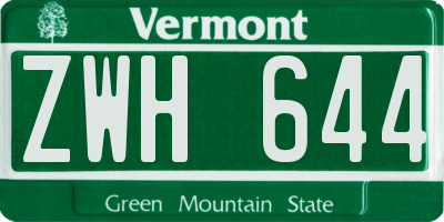 VT license plate ZWH644