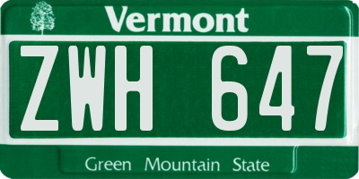 VT license plate ZWH647