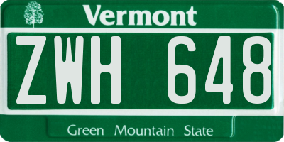 VT license plate ZWH648