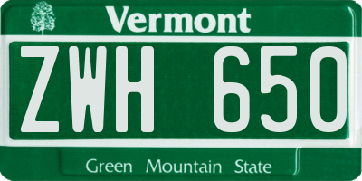VT license plate ZWH650
