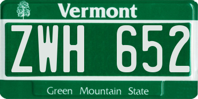 VT license plate ZWH652