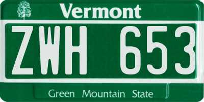 VT license plate ZWH653