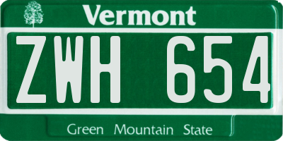 VT license plate ZWH654