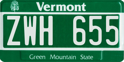 VT license plate ZWH655