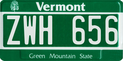 VT license plate ZWH656