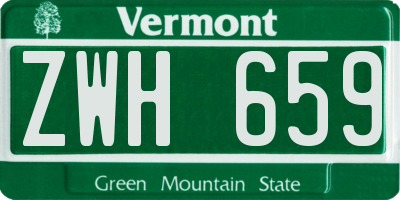 VT license plate ZWH659